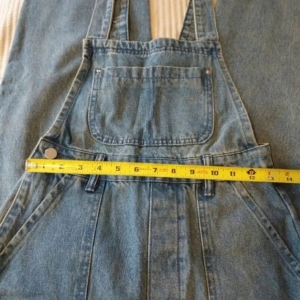 WeWoreWhat Slouchy Slit Overalls in Steel Jumpsuit Wide Straight Leg Blue - Picture 7 of 13